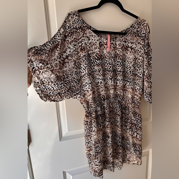 Eight Sixty Dress Tunic Animal Print brown/black tie waist Size L Snake Print - Picture 7 of 9